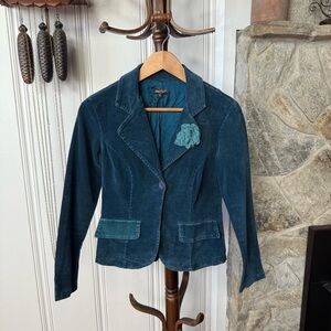 Vintage 90s Blue Corduroy Fitted Blazer 
Size small
